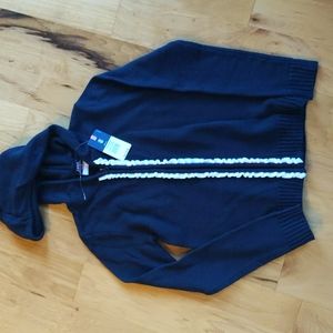 Izod navy zip front sweater.